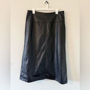 a new day Black Faux Leather Midi Skirt